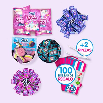 Mesa de chuches envueltas Love Unicornios