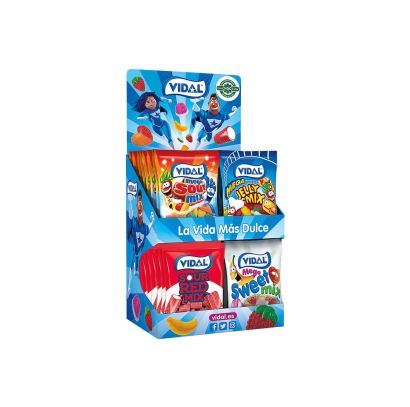 Pack expositor Halal con 28 + 4 bolsitas surtidas gratis de 90g