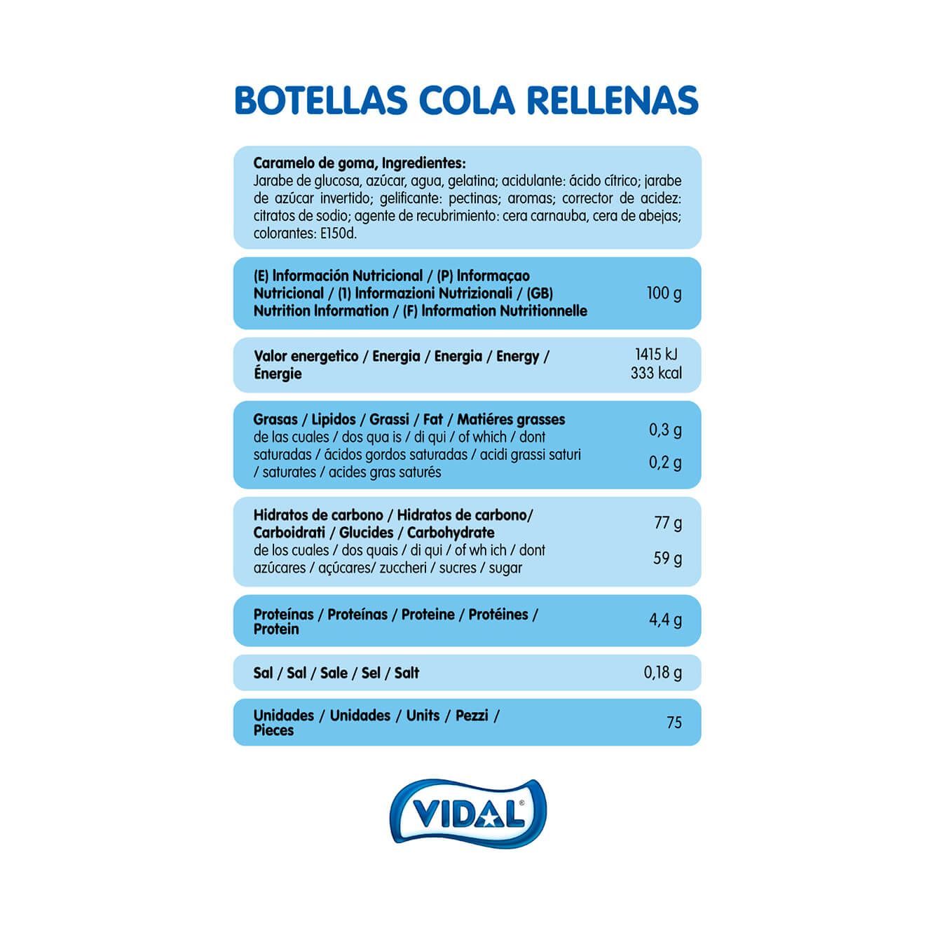 Botellas Cola Rellenas bandeja 795g