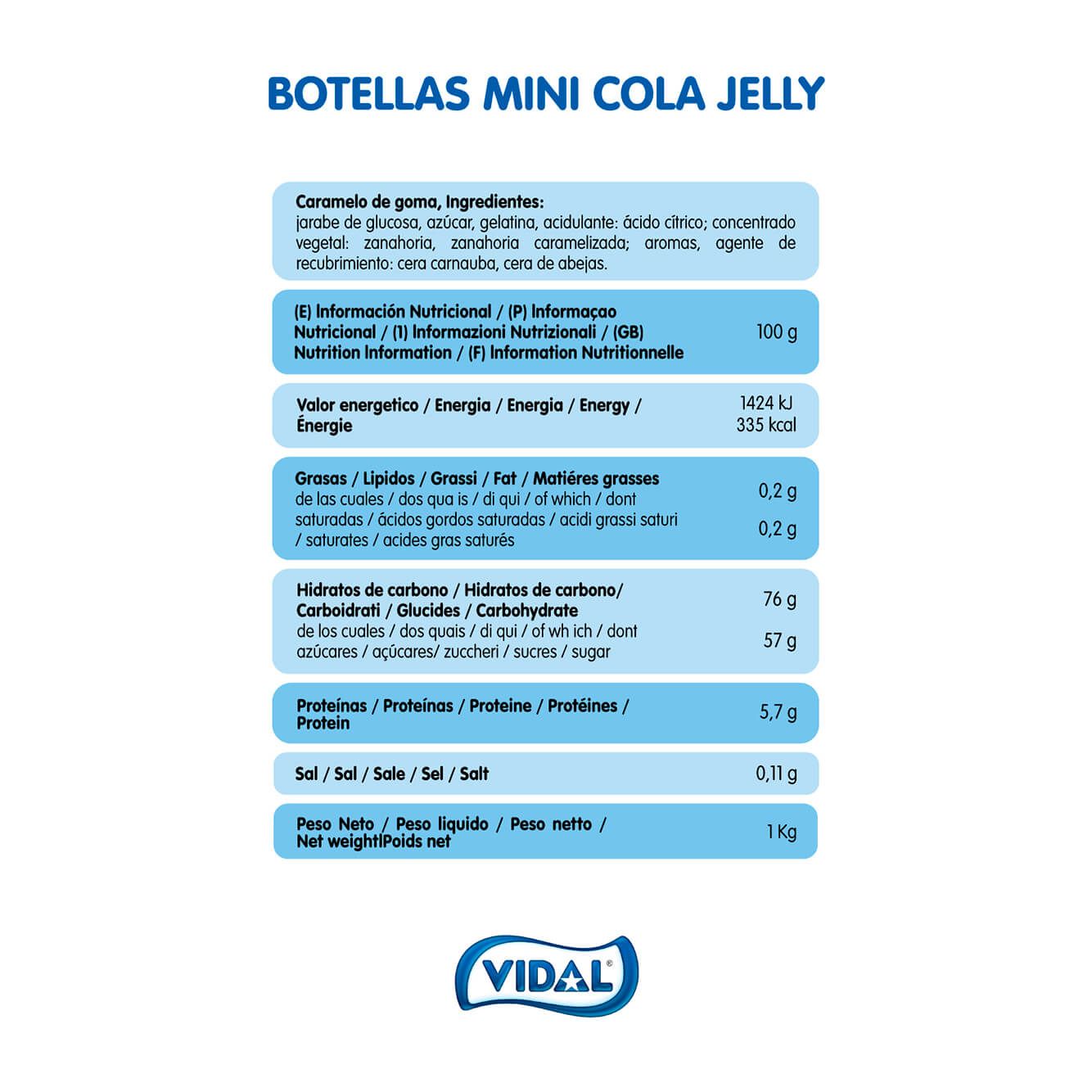 Botellas Mini Cola Jelly bolsa 1 Kg