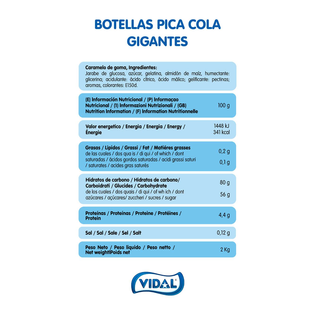 Botellas Pica Cola  Gigantes bolsa 2 Kg
