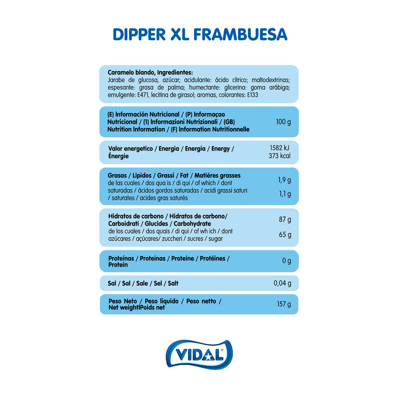 Dipper XL Frambuesa 10 estuches de 157g
