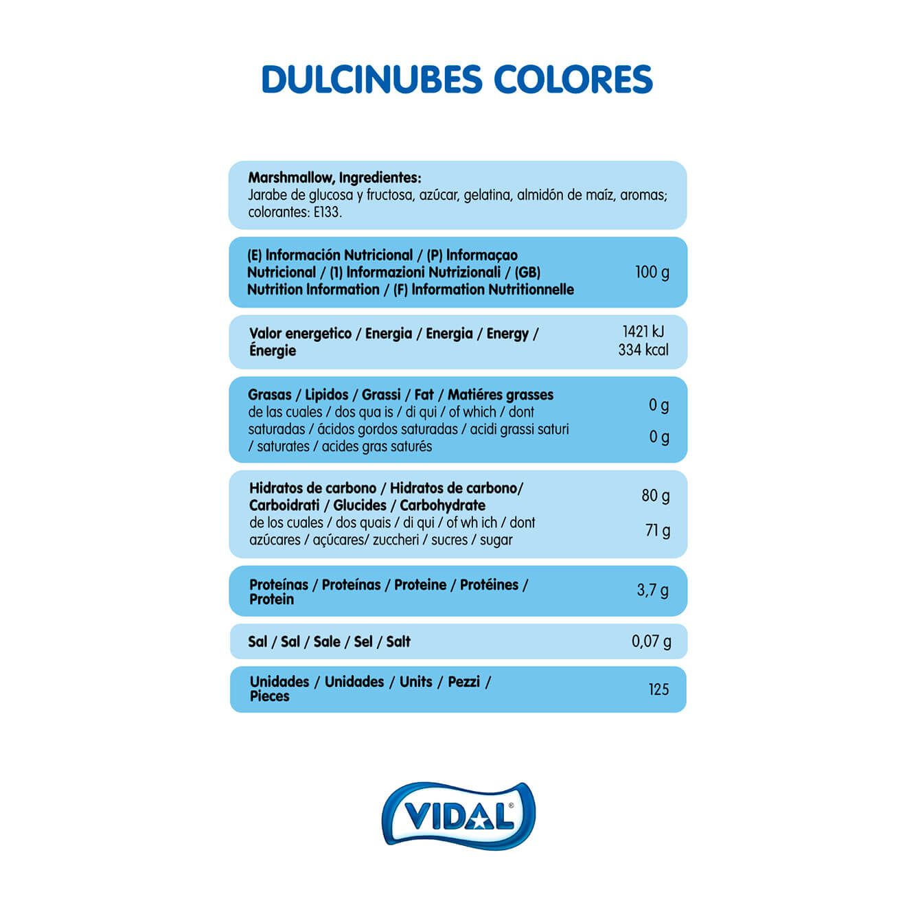 Dulcinubes de Colores bolsa 837,5 g
