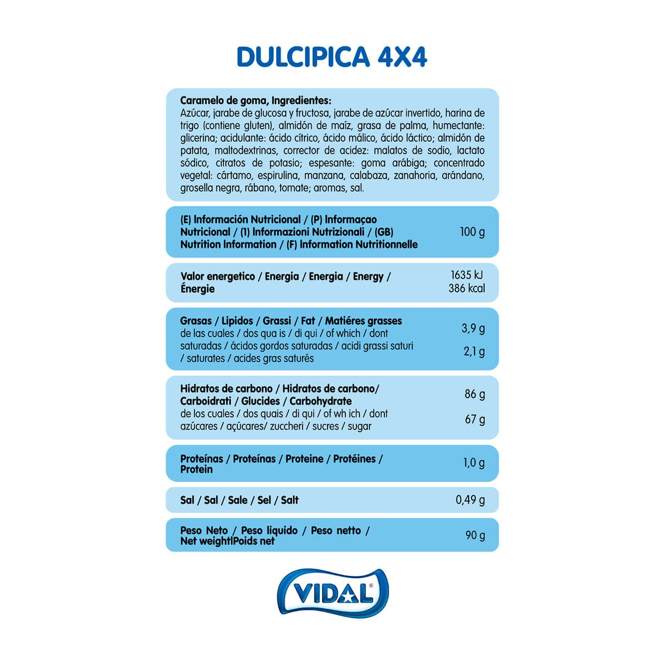 Dulcipica 4 colores x 4 sabores 14 bolsas de 90g