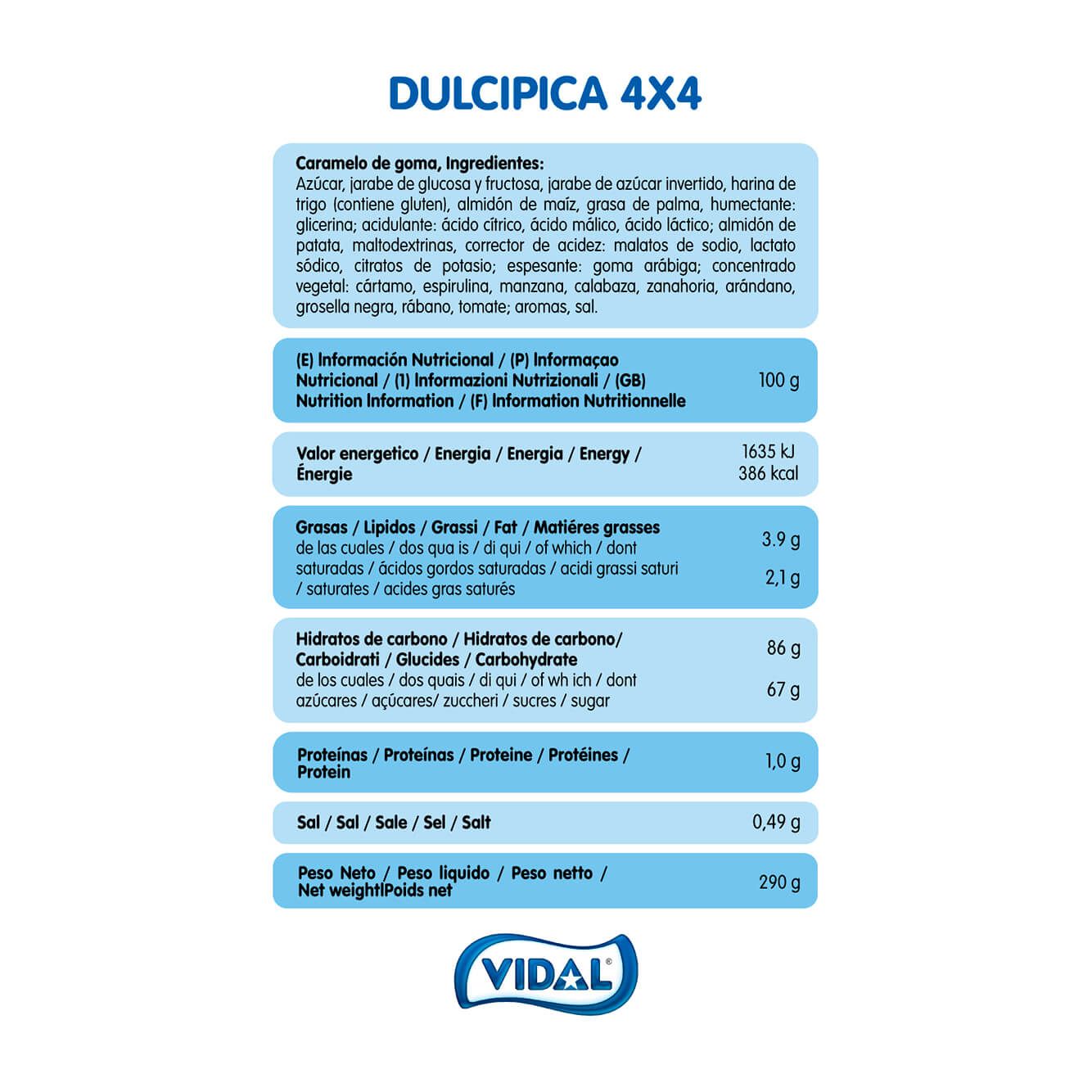 Dulcipica 4 colores x 4 sabores 9 tarrinas de 290 g
