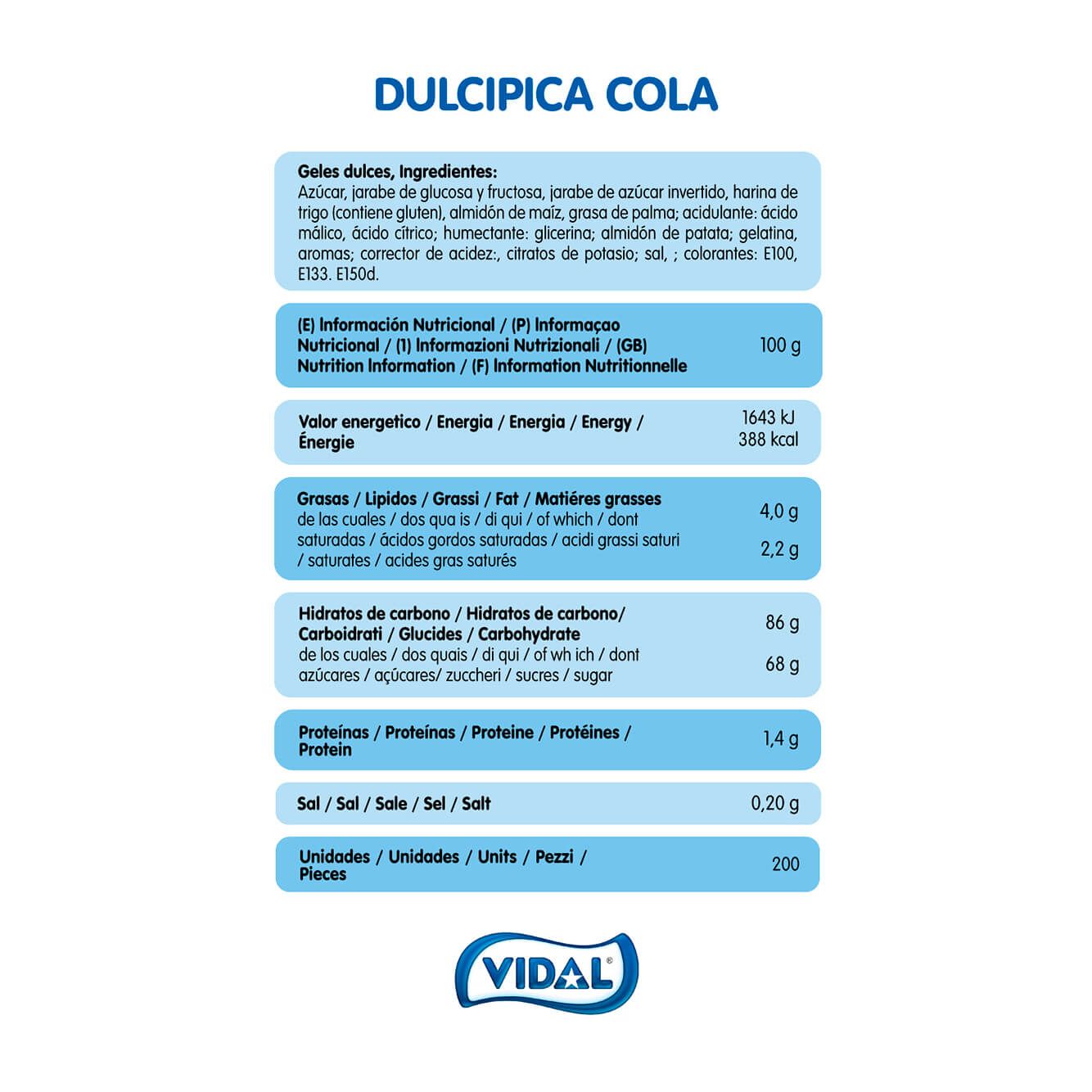 Dulcipica Cola bandeja 1,4kg