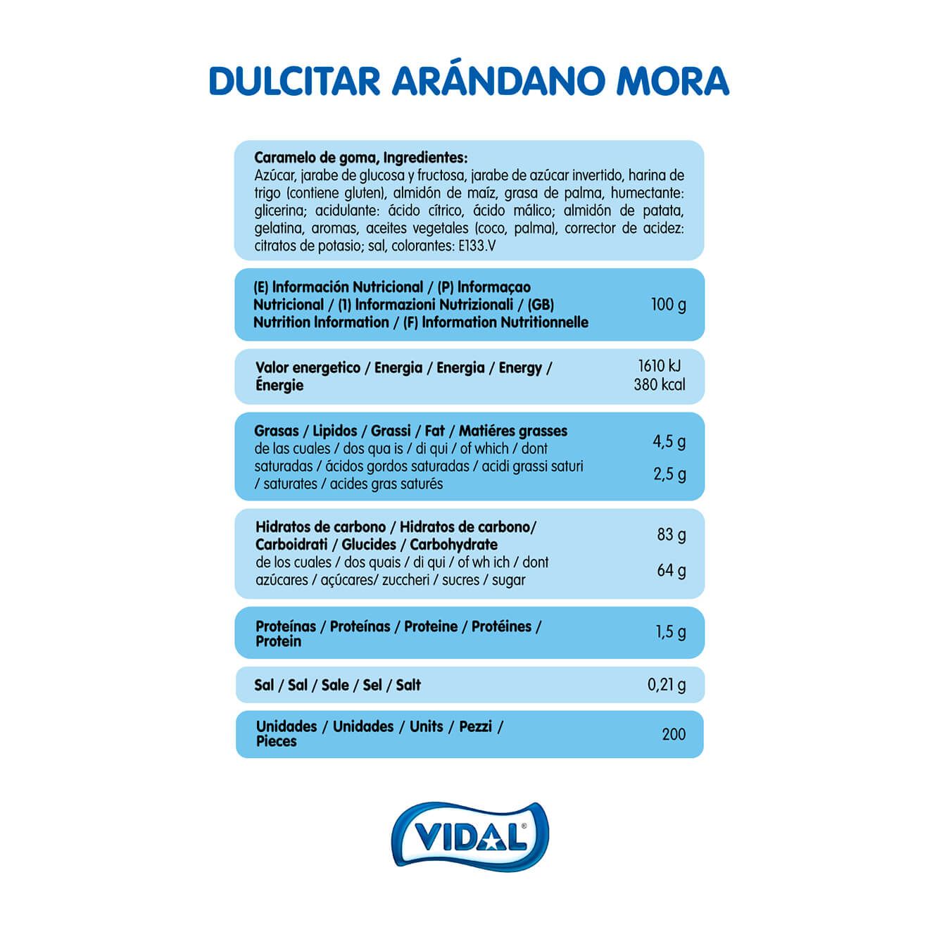 Dulcitar Arándano Mora bandeja 1,4 Kg