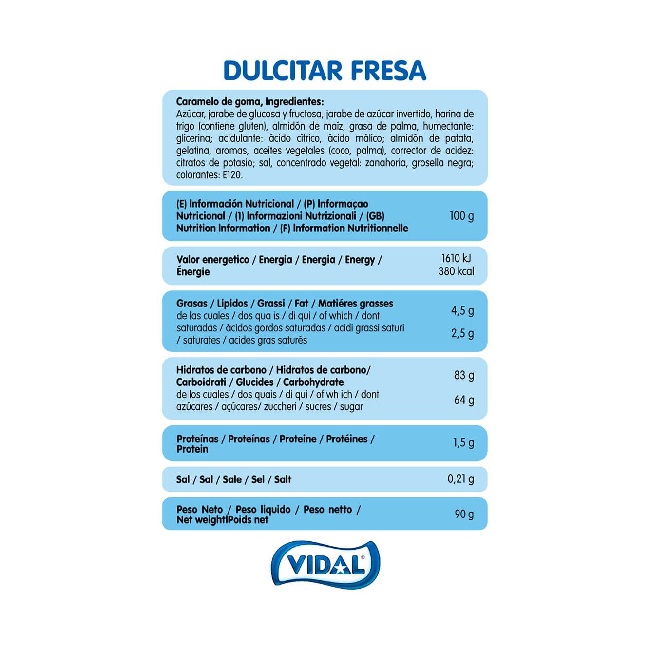 Dulcitar Fresa Halal 14 bolsas de 90 g