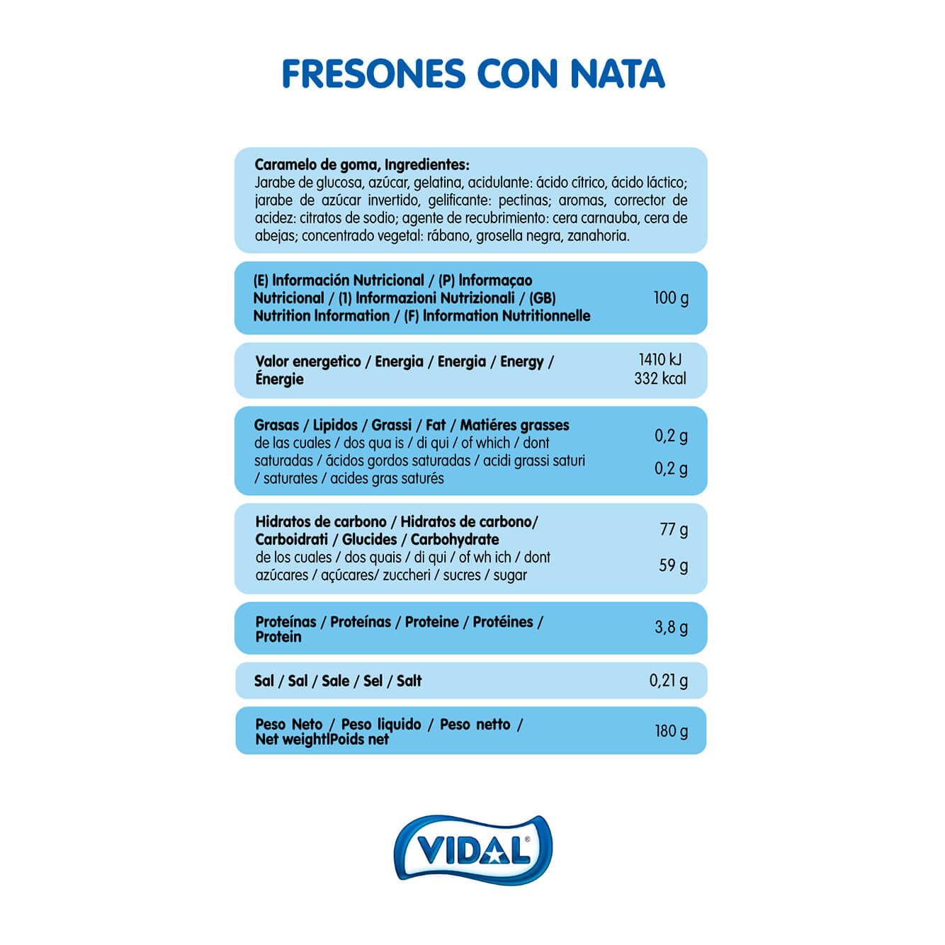 Fresones con nata caja 10 bolsas doypacks autocierre 180g