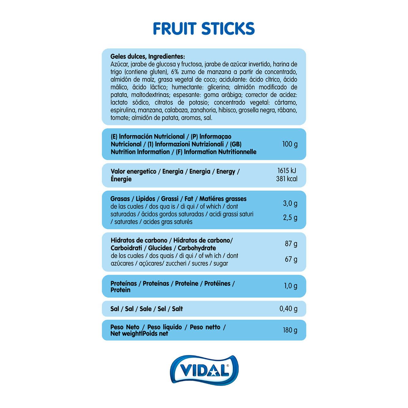 Fruit Sticks 10 bolsas doypack 180g