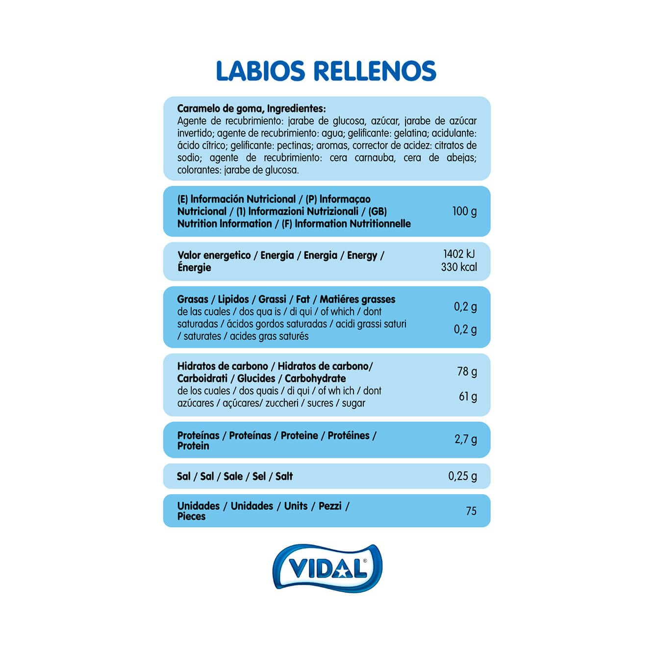 Labios rellenos bandeja 795g