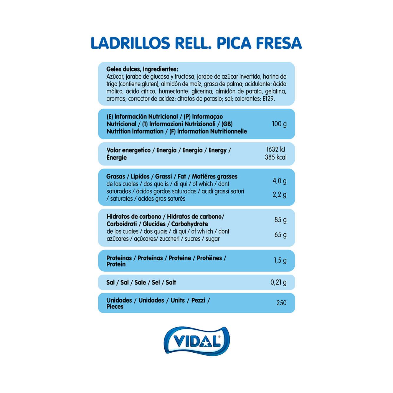 Ladrillos Rellenos Pica Fresa bolsa 1,6 Kg