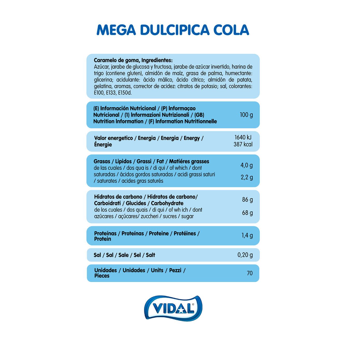 Mega Dulcipica Cola bandeja 1,6 Kg