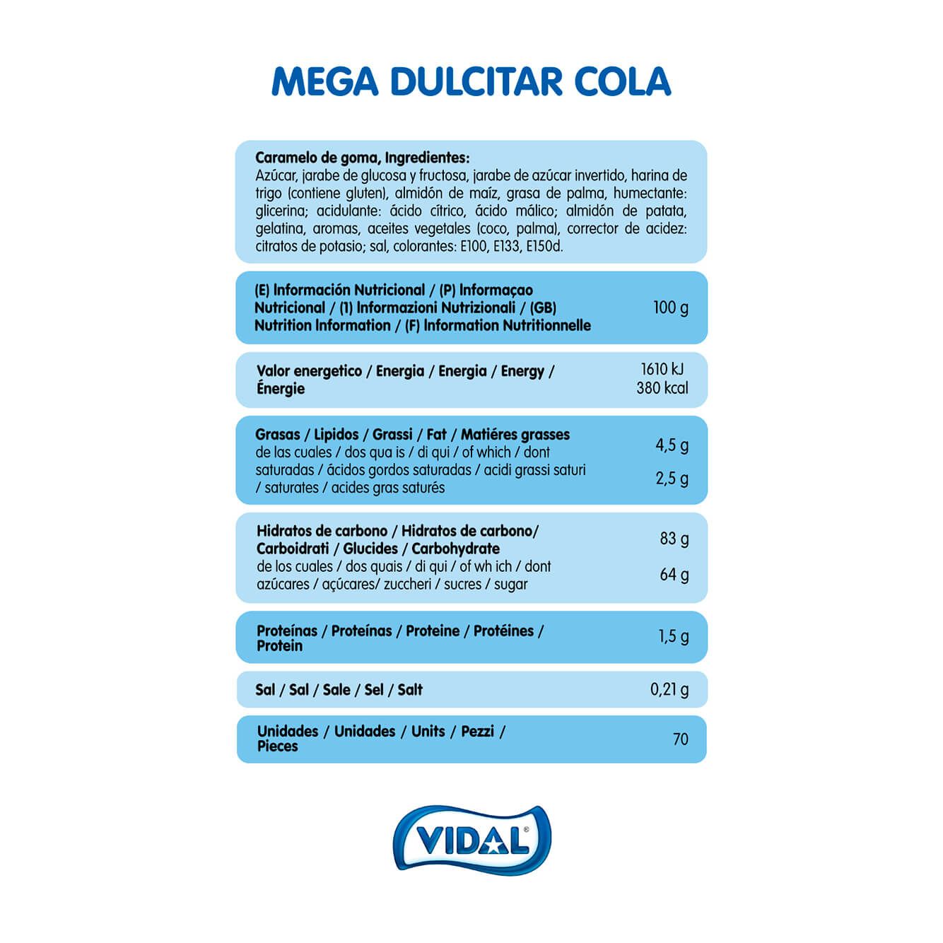 Mega Dulcitar Cola bandeja de 1,6 Kg