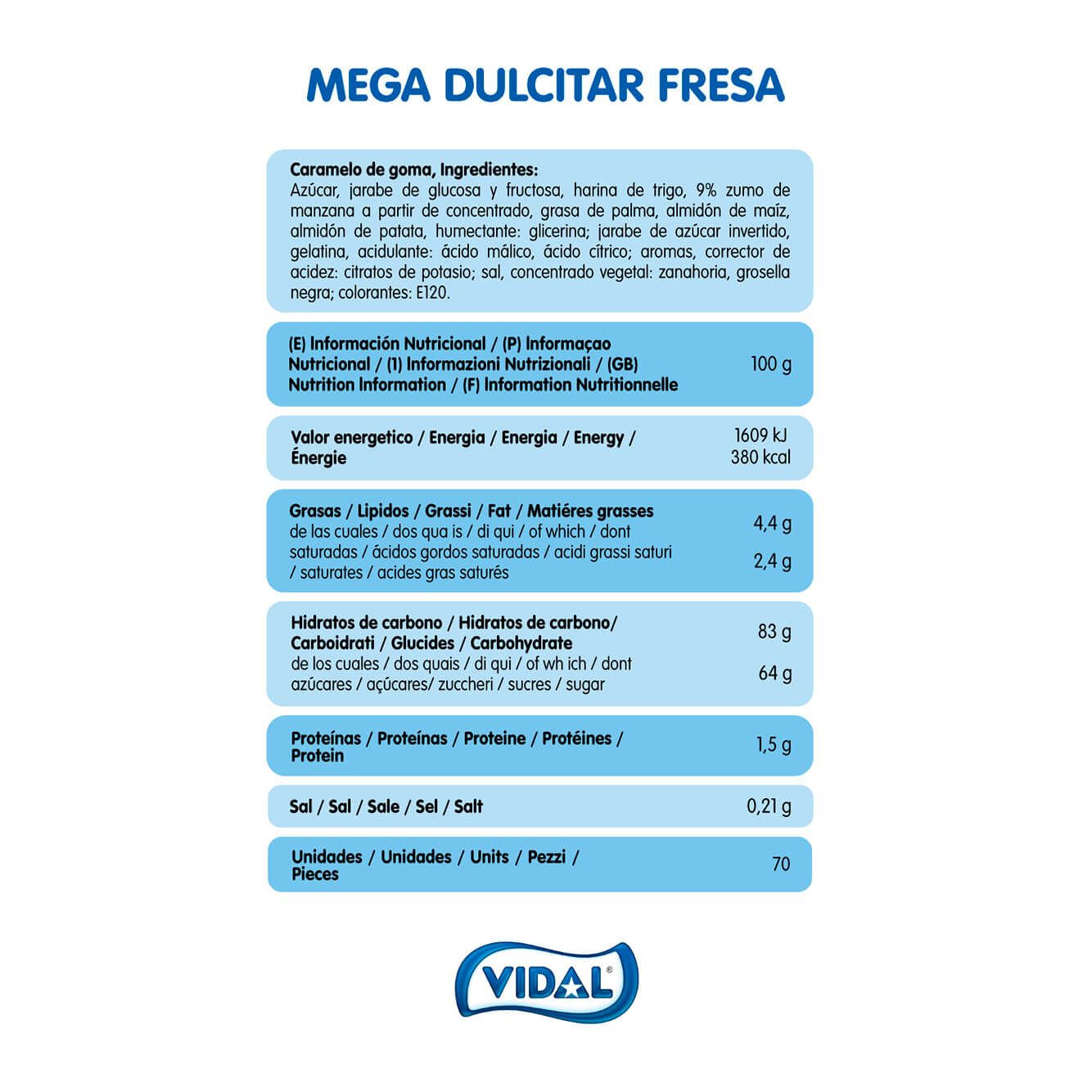 Mega Dulcitar Fresa bandeja de 1,6 Kg