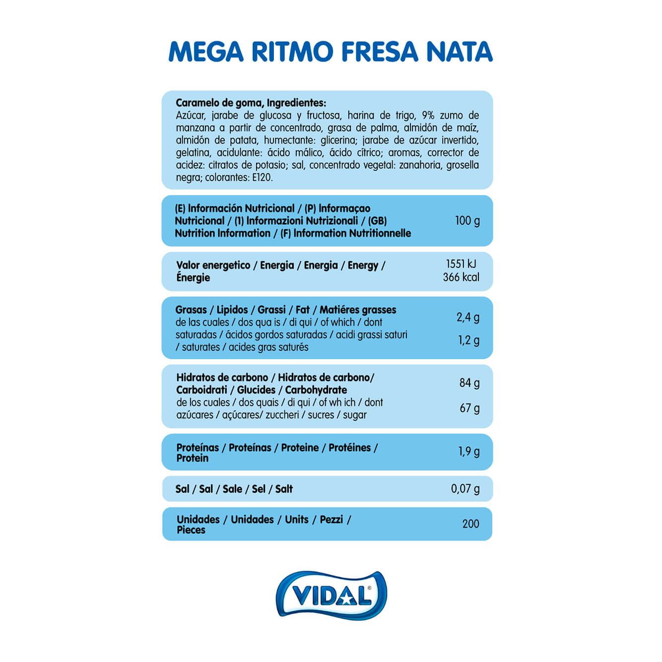 Mega Ritmo Fresa Nata bandeja de 1,6 Kg