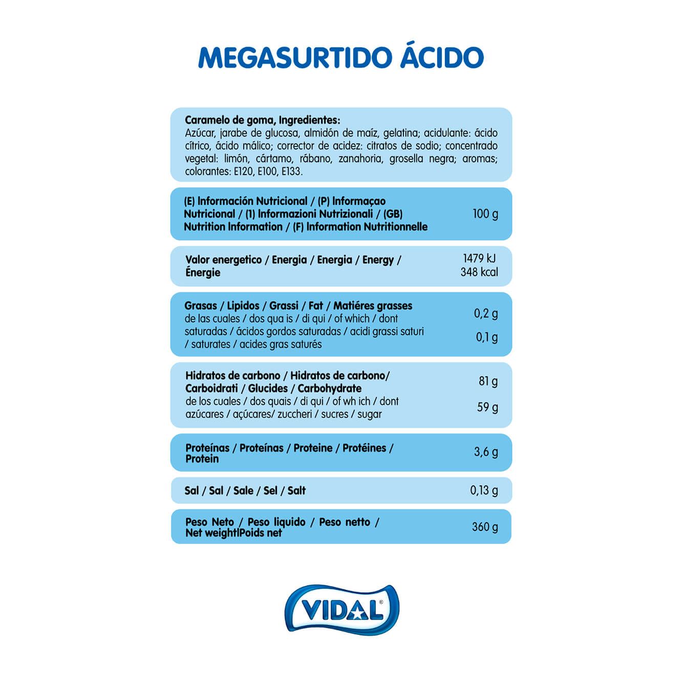 Megasurtido Ácido 12 tarrinas de 360 g