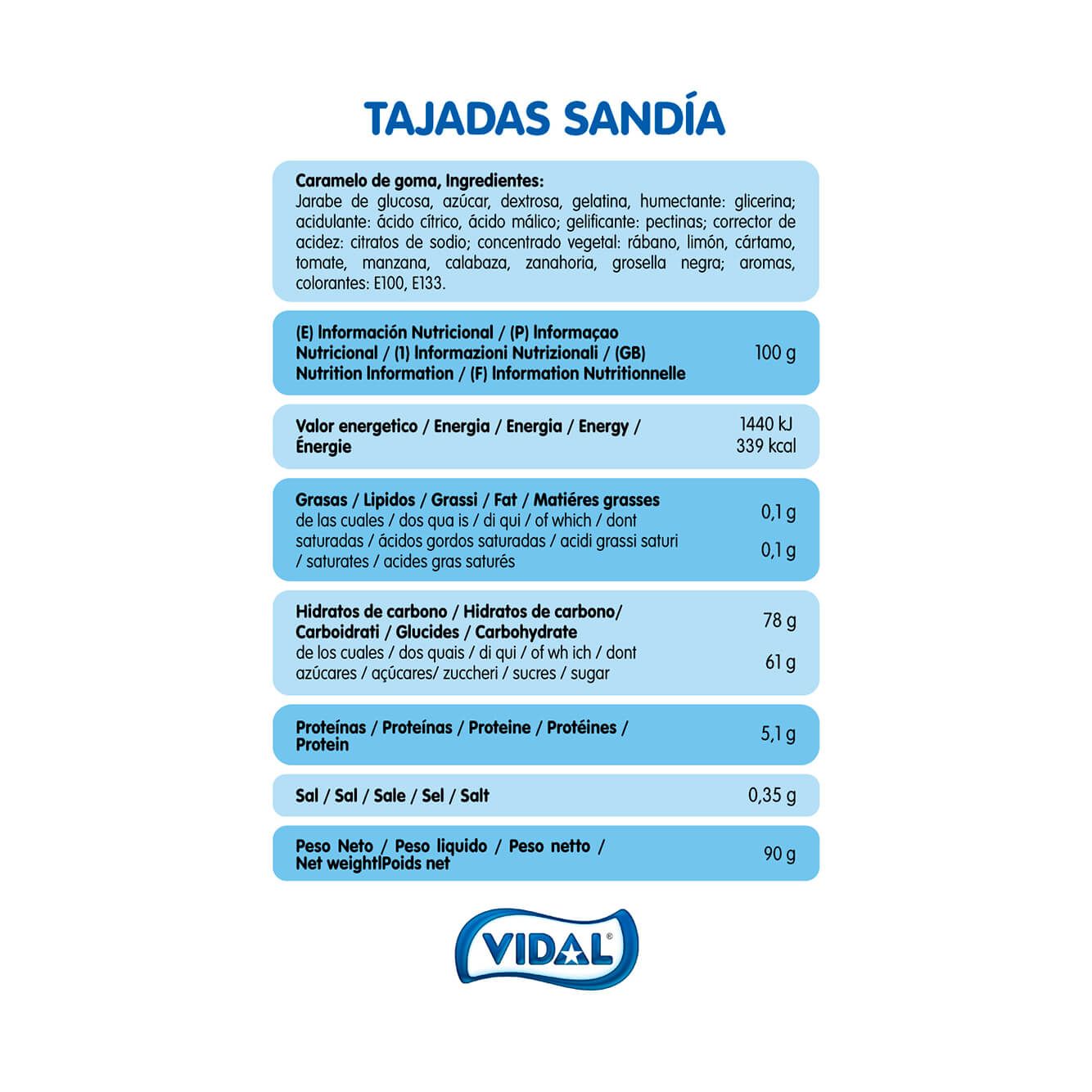 Tajadas de sandía 14 bolsas de 90 g