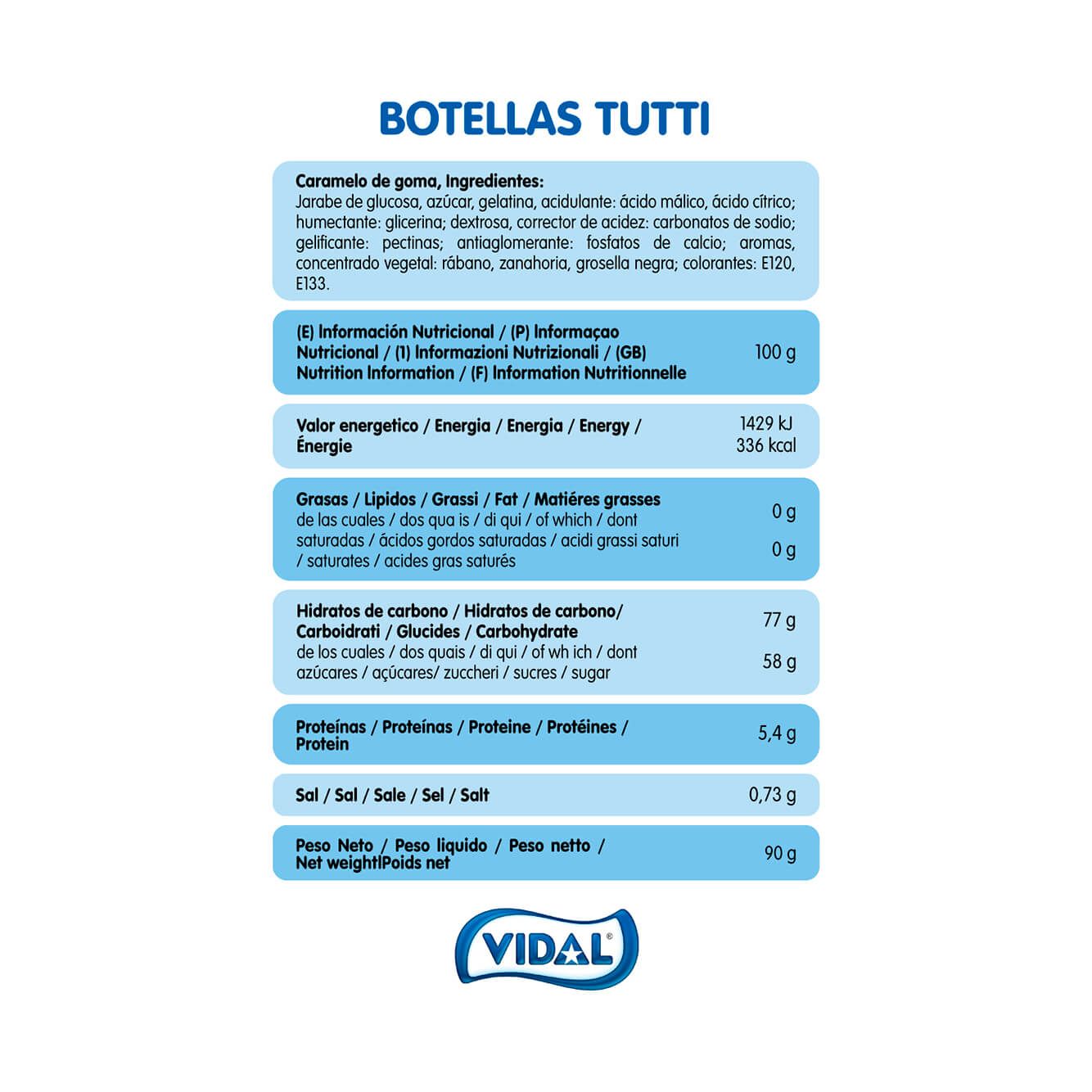 Botellas Tutti 14 bolsas de 90g
