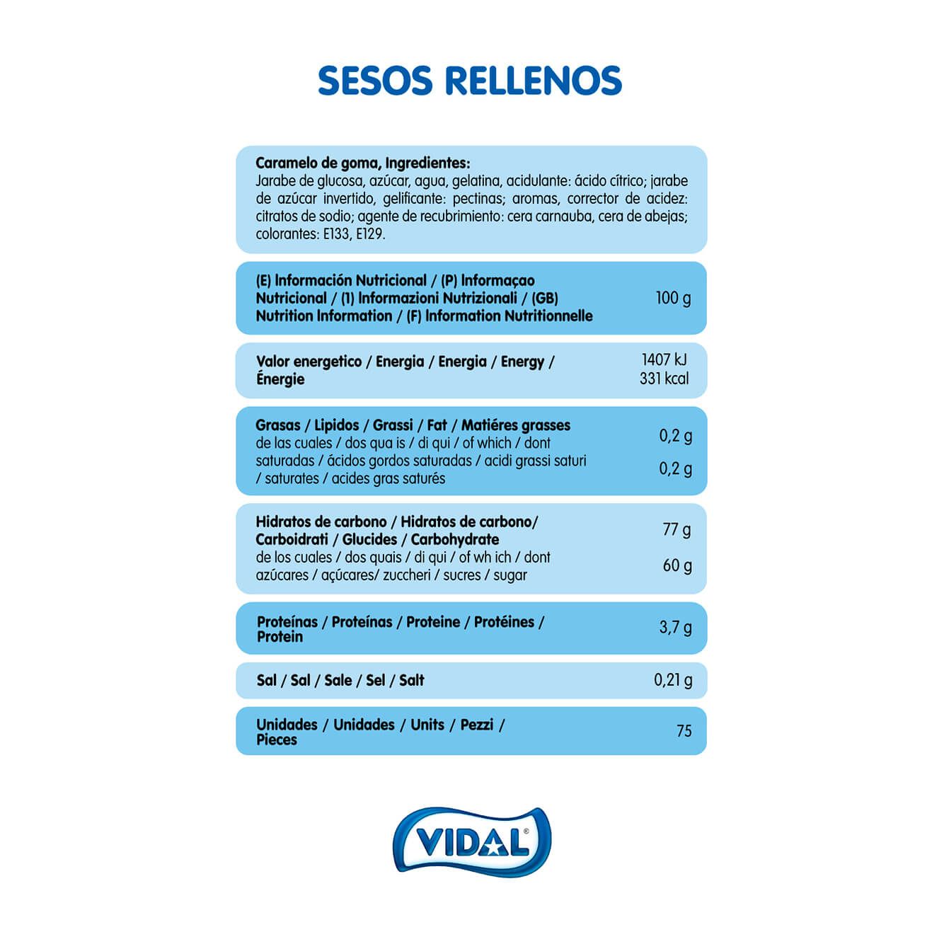 Sesos Rellenos bandeja 795 g