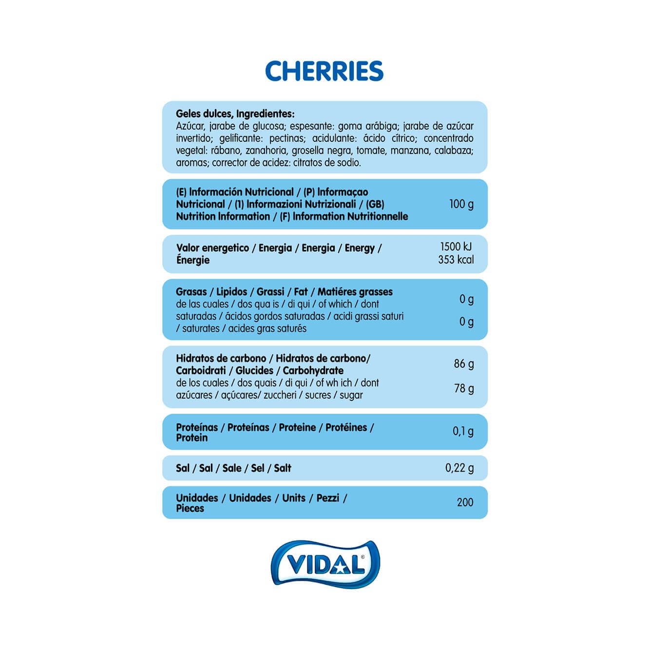 Cherries bolsa 800 g