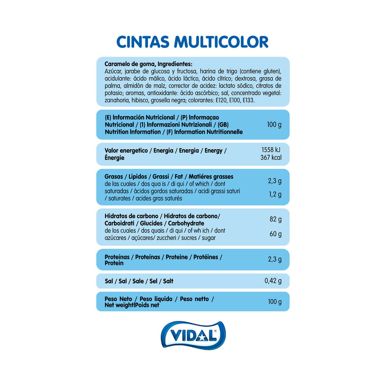 Cintas Multicolor Halal 14 bolsas de 90 g