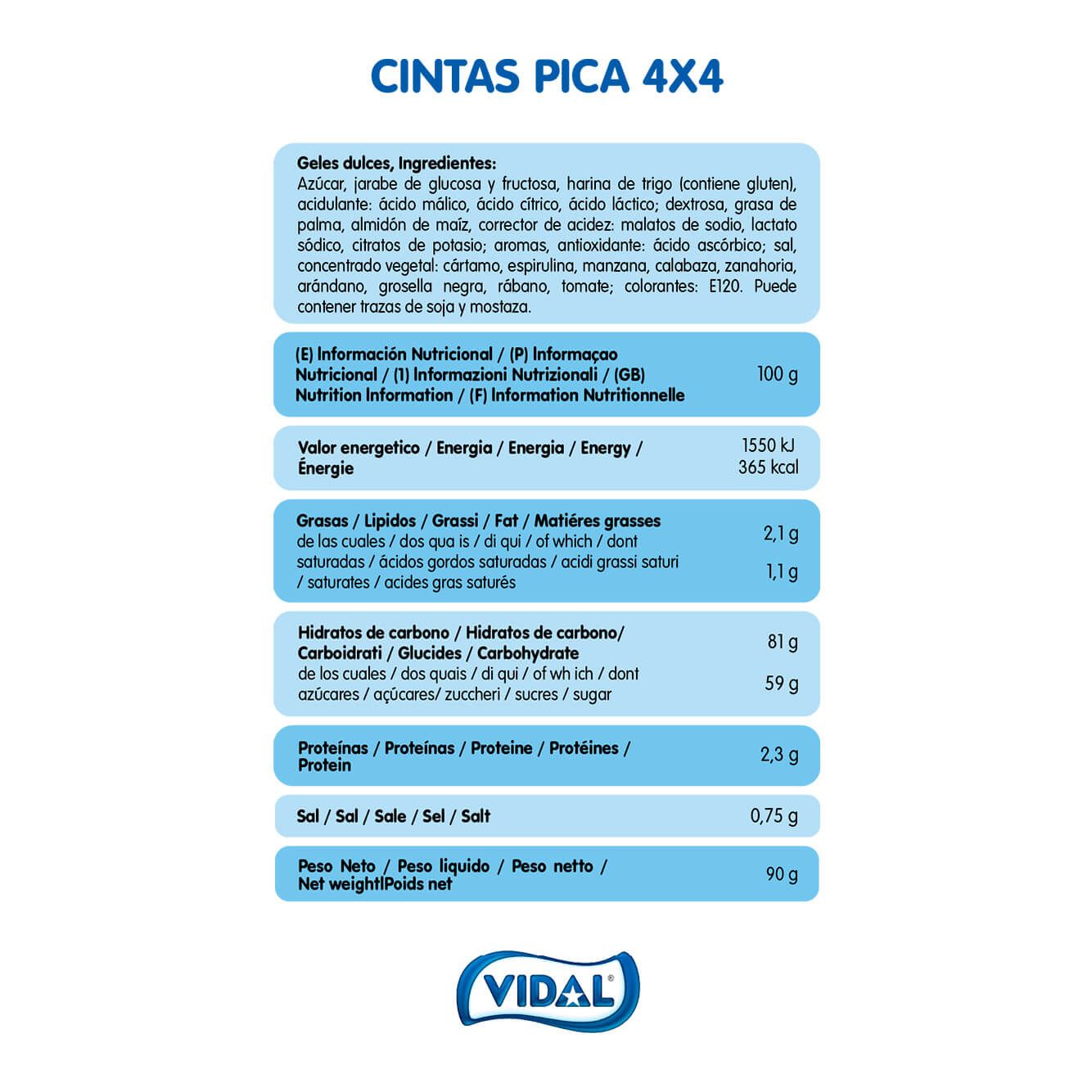 Cintas Pica 4 colores x 4 Sabores