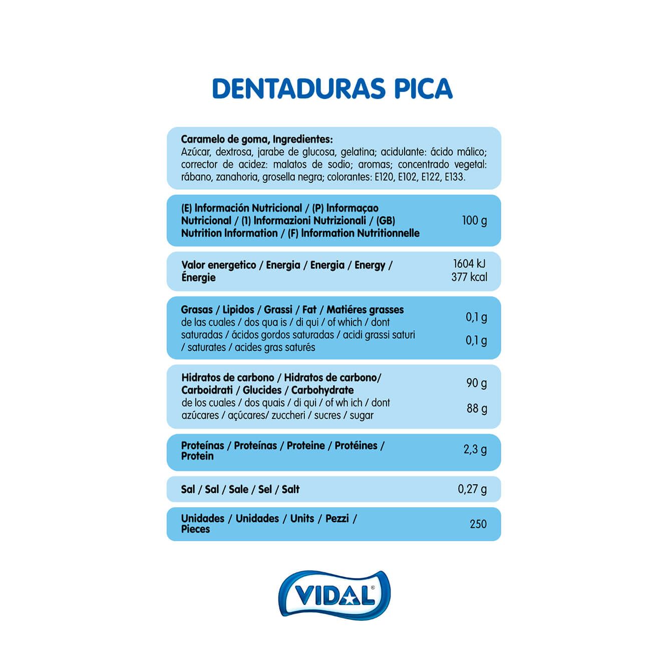 Dentaduras Pica colores bolsa 1,4 kg