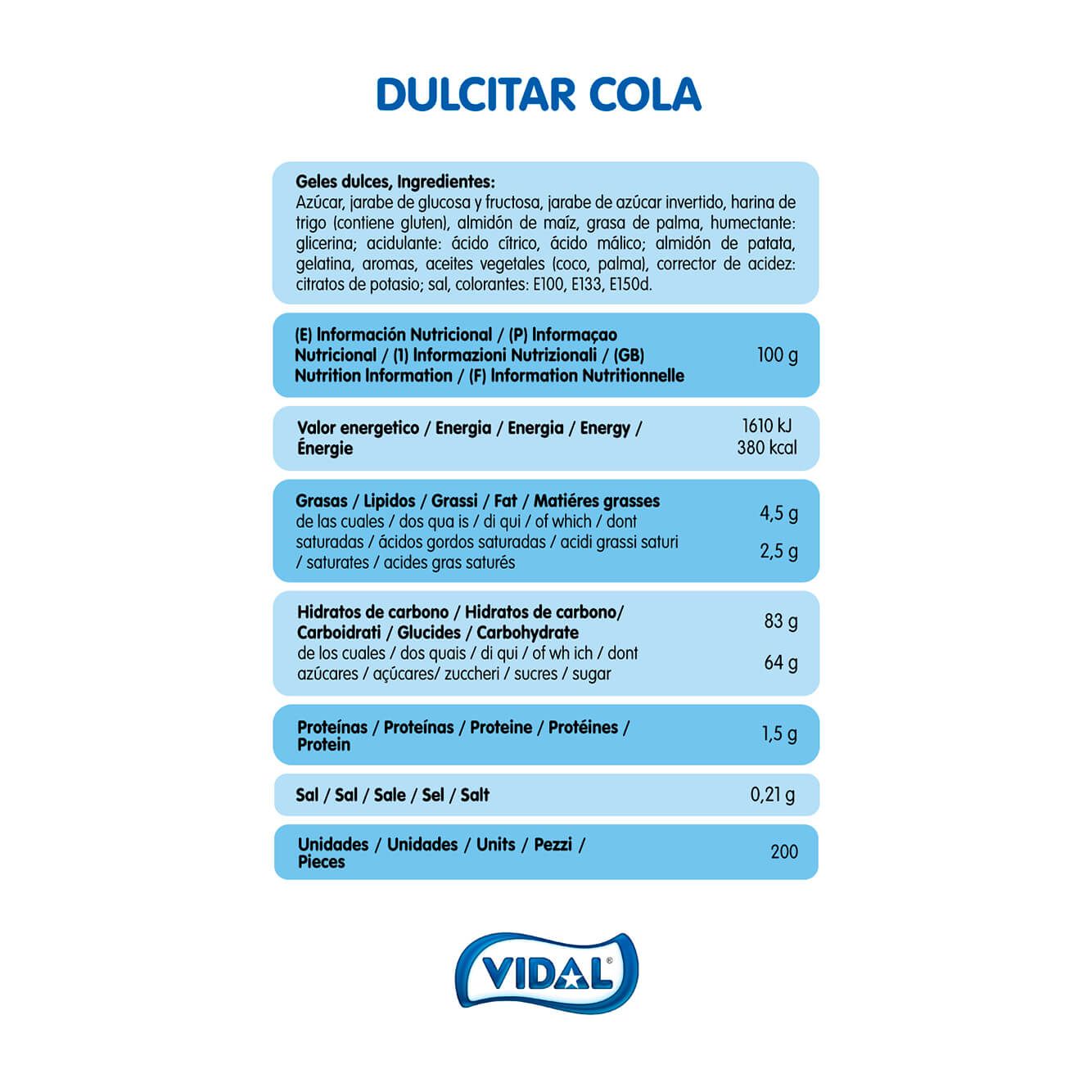 Dulcitar Cola bandeja 1,4 Kg