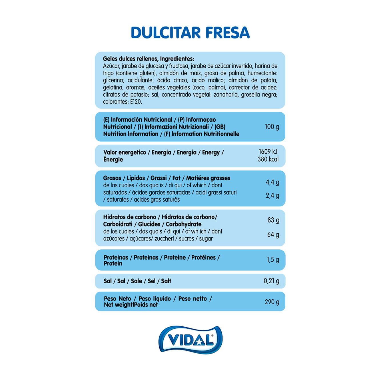 Dulcitar Fresa 9 tarrinas de 290g