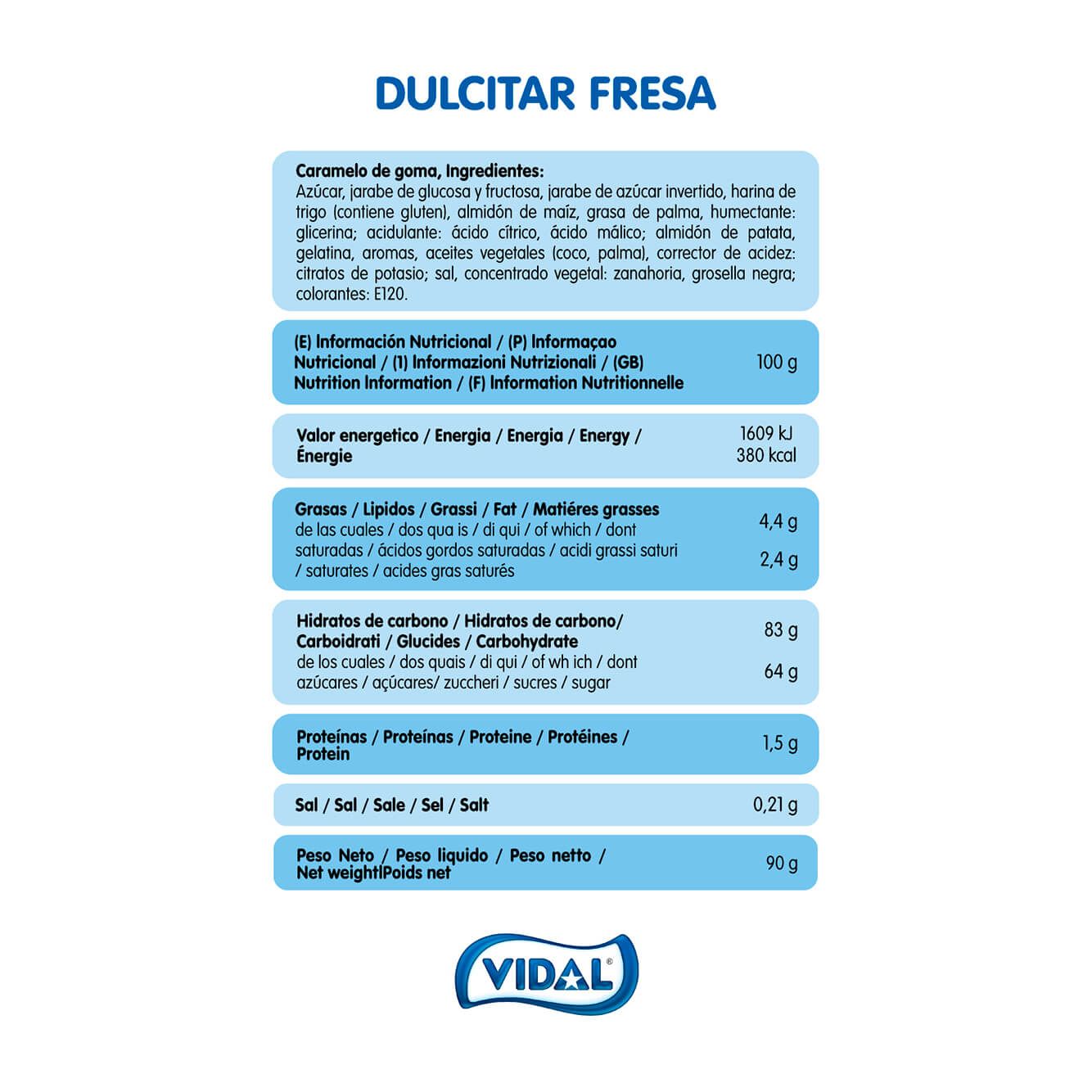 Dulcitar Fresa 14 bolsas de 90 g