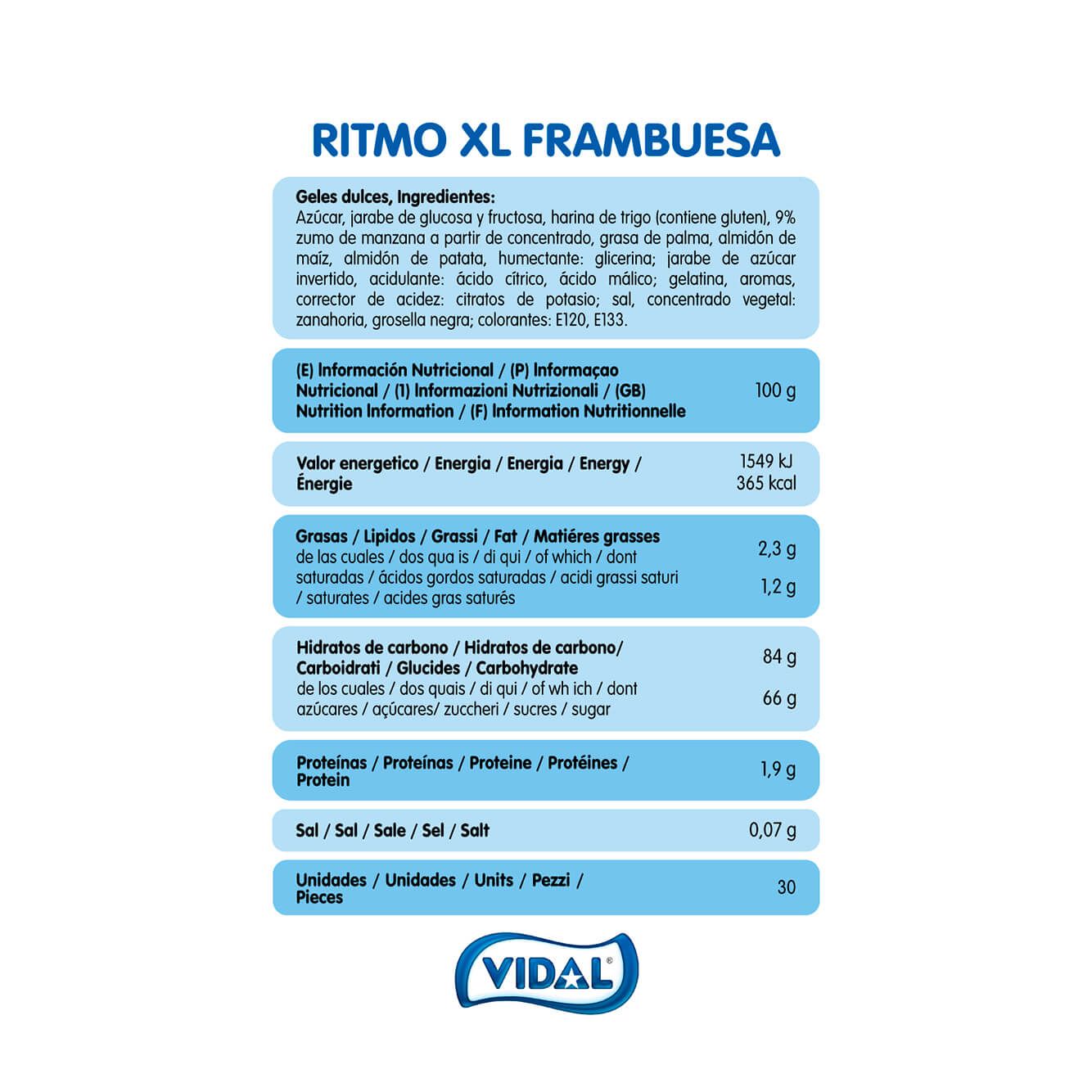Ritmo XL Frambuesa bandeja de 1,4 Kg