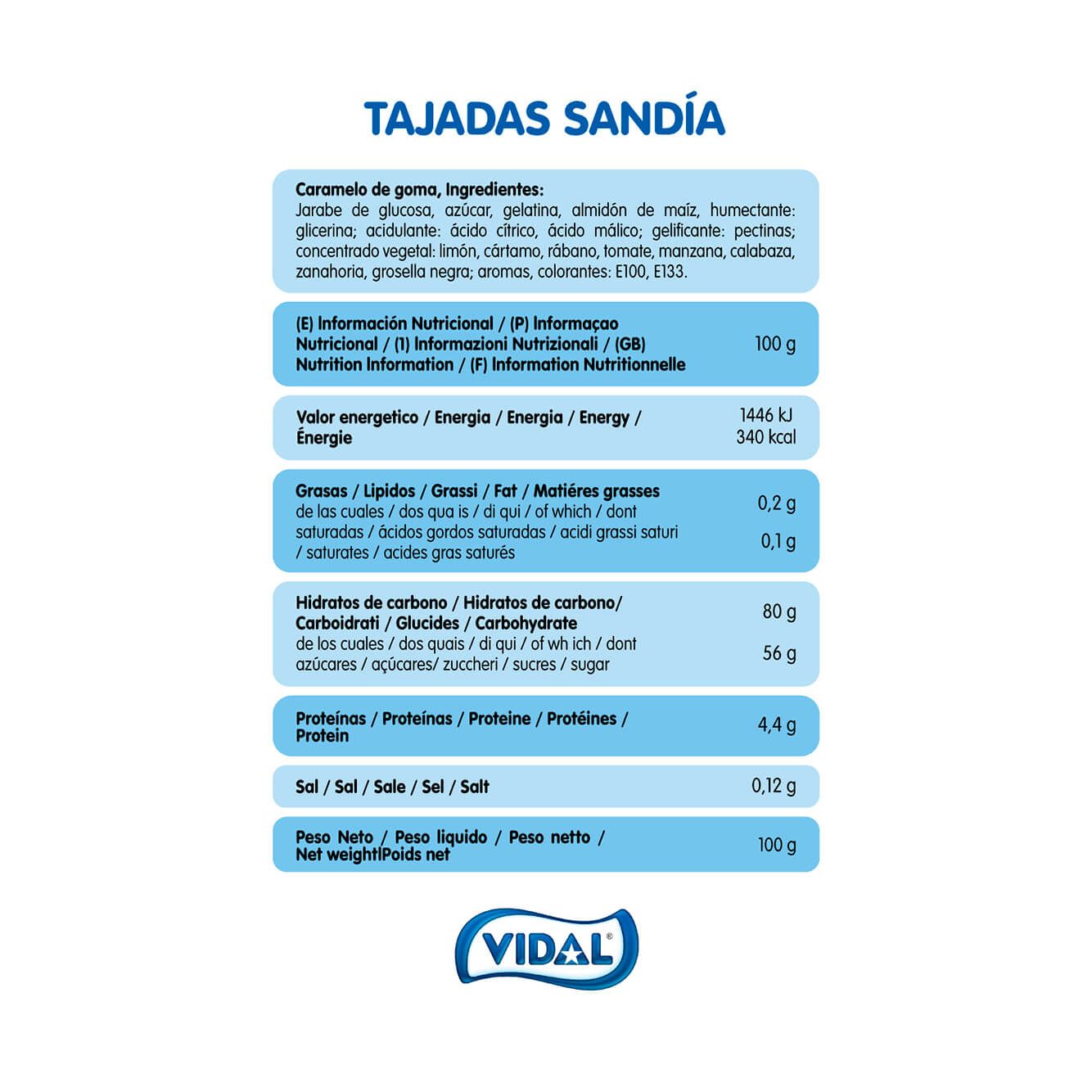 Tajadas de sandía Halal 14 bolsas de 90 g