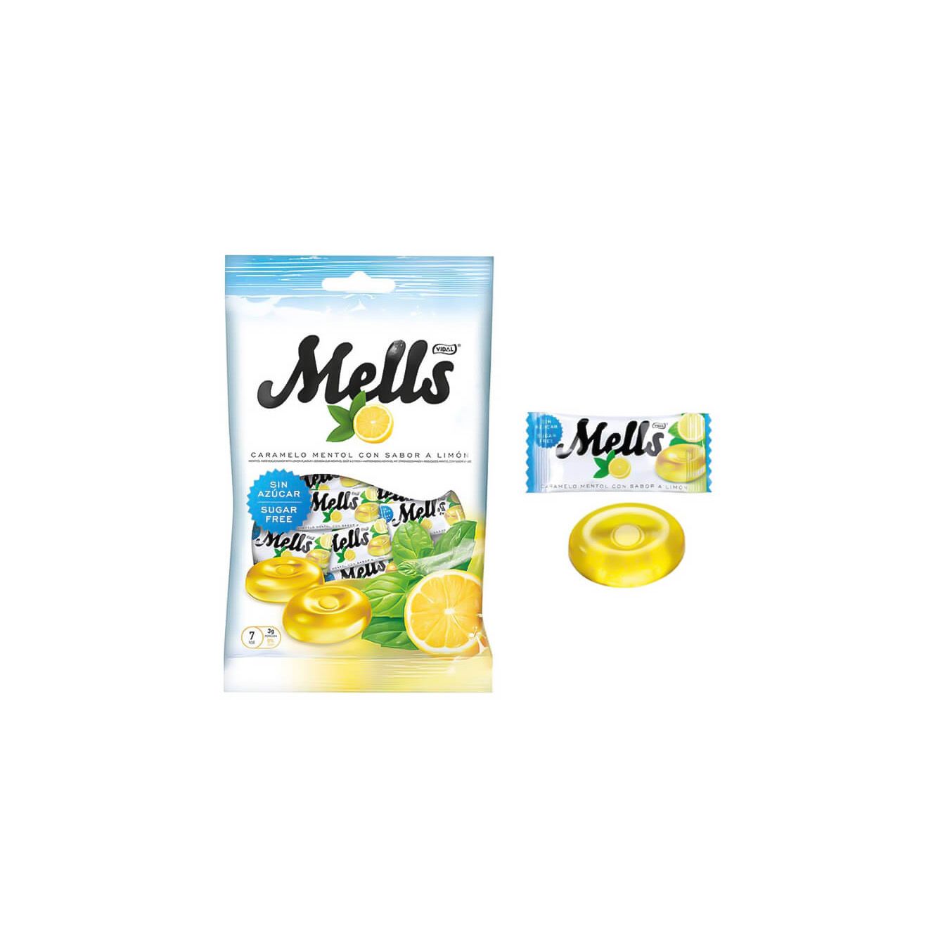 Mells limón Mentol  Sin Azúcar 12 bolsas de 80 g