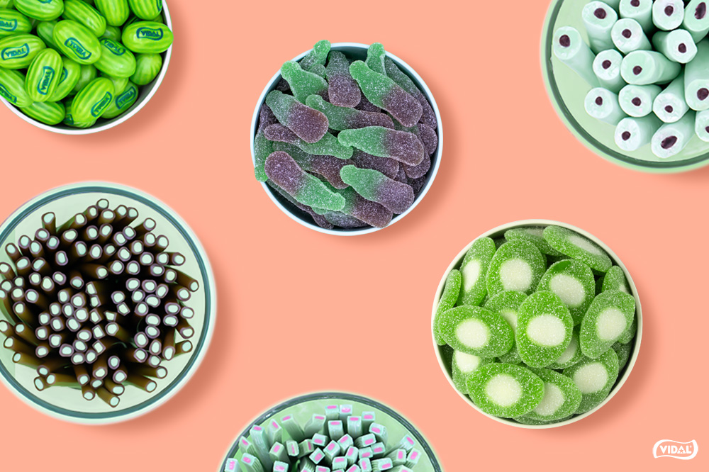 Mesa dulce con chuches verdes